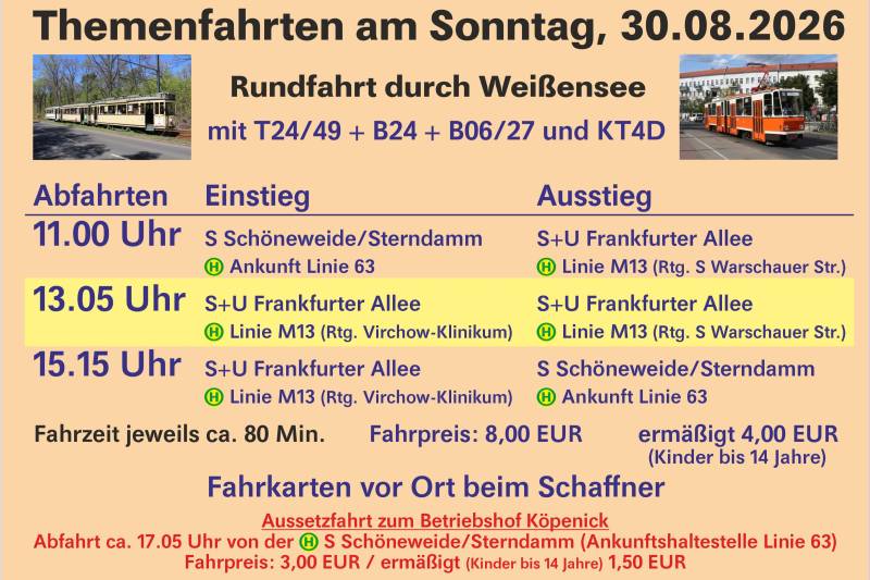 Infos zur Themenfahrt am 30.08.2026